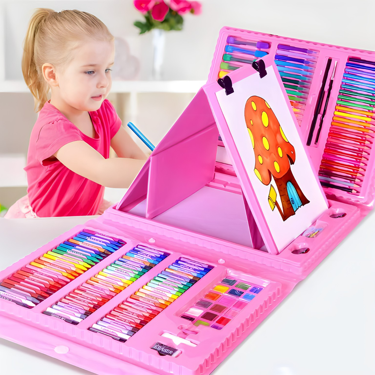Kofer sa bojicama za decu - savršen set od 208 delova za crtanje i školu