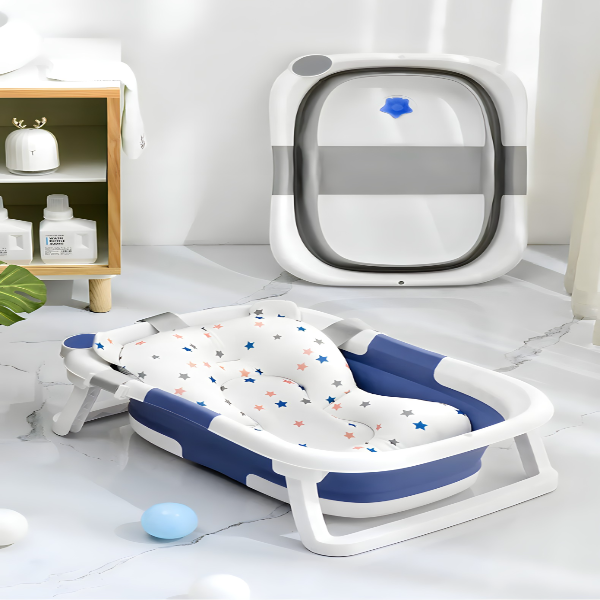 Rasklopiva mini kada za kupanje beba sa jastukom i termometrom