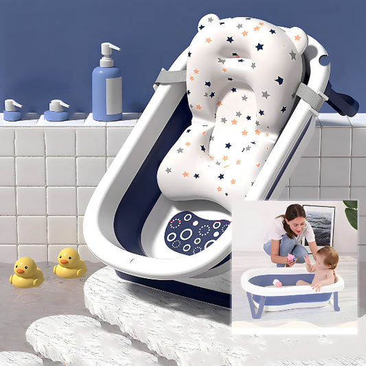 Rasklopiva mini kada za kupanje beba sa jastukom i termometrom