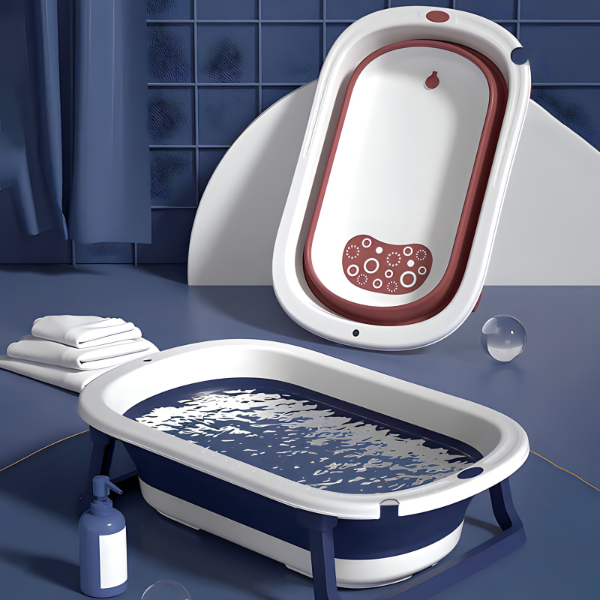 Rasklopiva mini kada za kupanje beba sa jastukom i termometrom