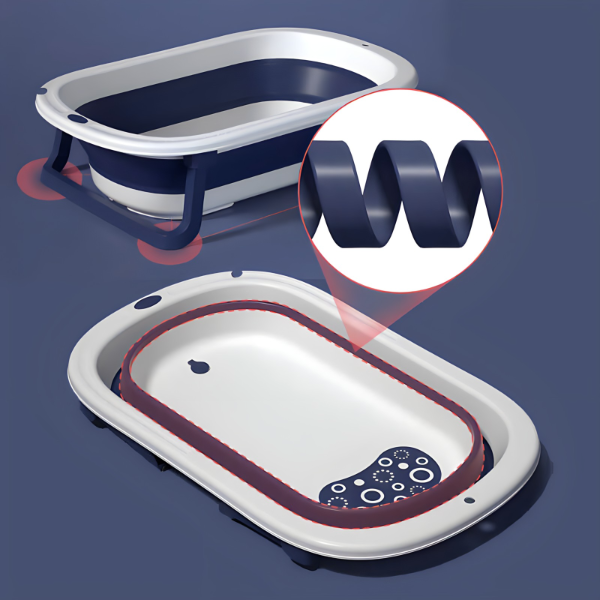 Rasklopiva mini kada za kupanje beba sa jastukom i termometrom