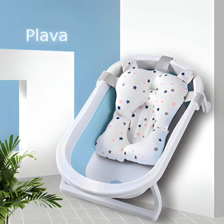 Rasklopiva mini kada za kupanje beba sa jastukom i termometrom