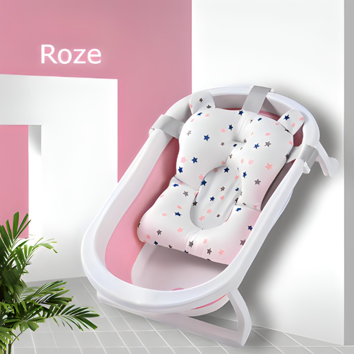 Rasklopiva mini kada za kupanje beba sa jastukom i termometrom