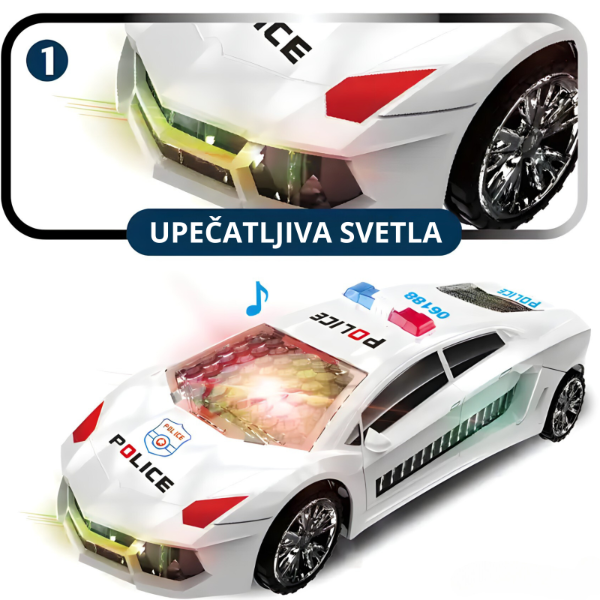 Policijski autić sa zvučnim i svetlosnim efektima koji se okreće