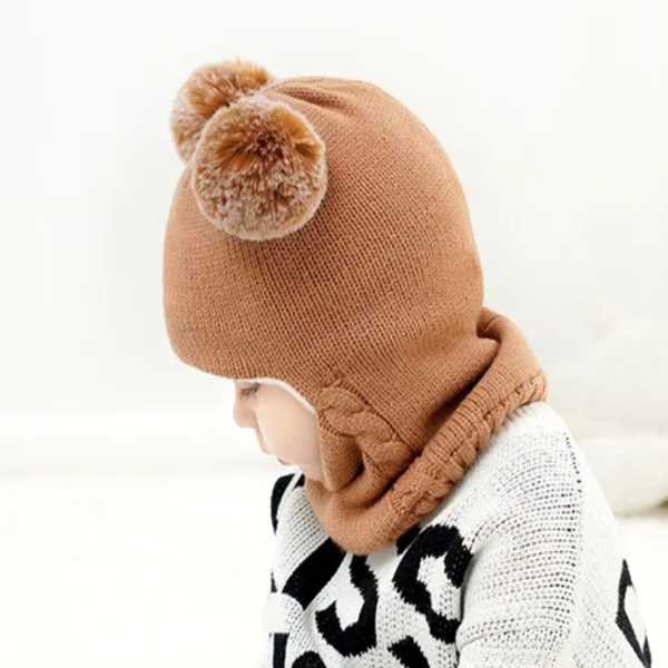 Pletena dečija kapa sa produžetkom za uši i vrat - Besplatna dostava