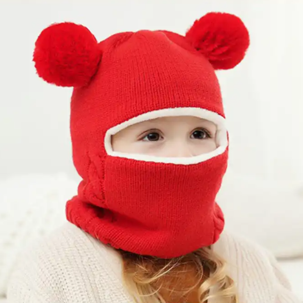 Pletena dečija kapa sa produžetkom za uši i vrat - Besplatna dostava
