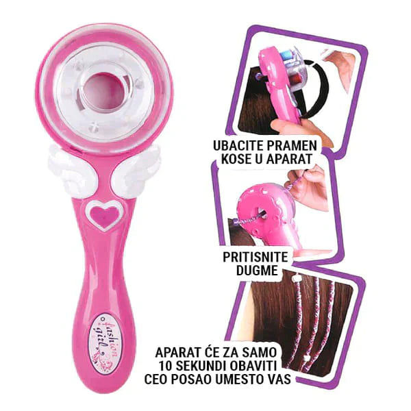 Uređaj za pletenje kose sa šarenim koncima